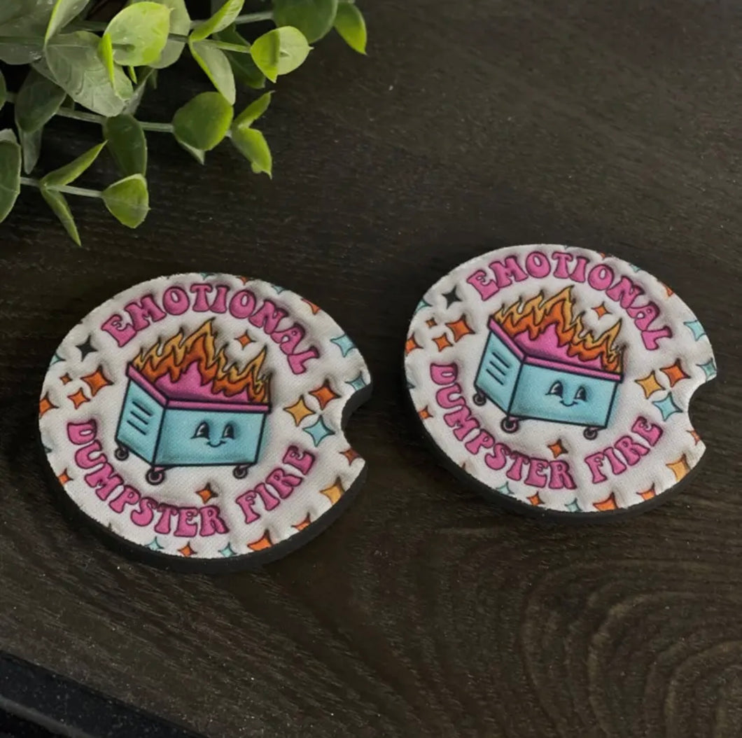 Emotional Dumpster Fire Car Coaster Set