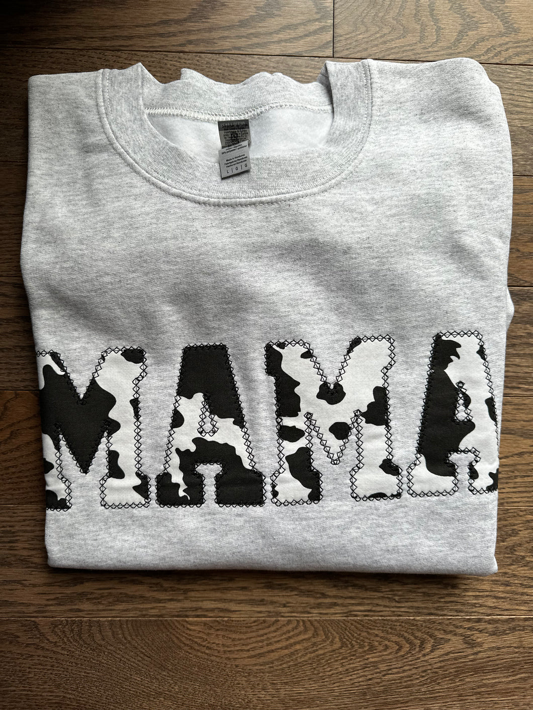 MAMA cow print Embroidered Sweatshirt
